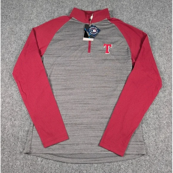 Texas Rangers Levelwear 1/4 Zip Pullover Womens Small Gray Performance Baseball‎ - Picture 2 of 9